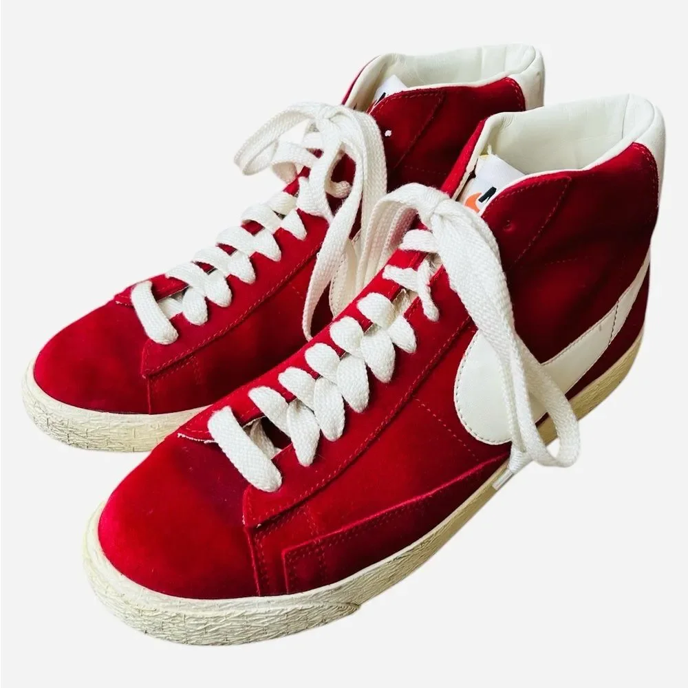 Nike Blazer High Top Sneakers Men’s Size 9.5 Crimson Red Suede Retro Classic